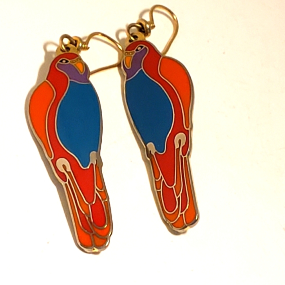 Vintage Laurel Burch 'Parrot dangle earrings